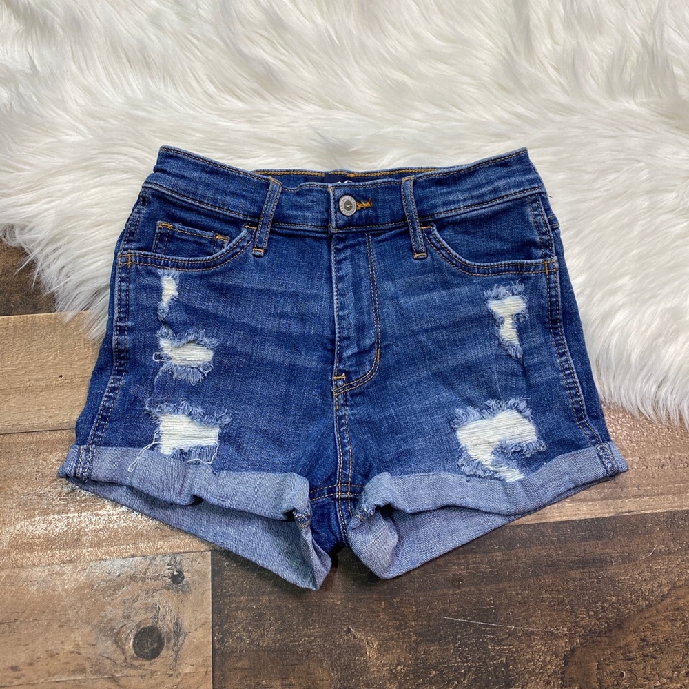 Hollister High-Rise denim distressed shorts